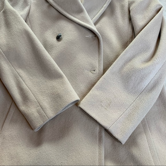 Anne Klein Beige 100% Wool Double Breasted Classic Pea Coat Women's Size 6 - Picture 5 of 12